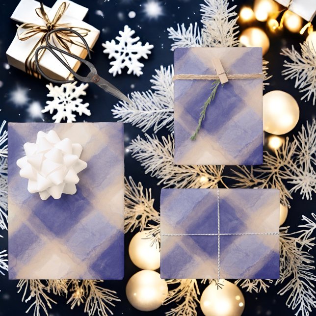 Blue cream tartan plaid farmhouse rustic gingham  wrapping paper sheet (Creator Uploaded)