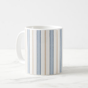 Blue Cream White Stripes Coffee Mug