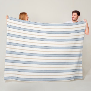 Blue Cream White Stripes   Fleece Blanket