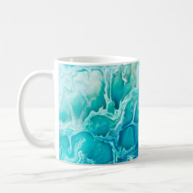 Blue creative abstract hand painted background, ma coffee mug (Left)