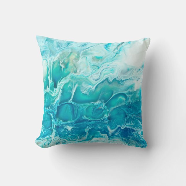 Blue creative abstract hand painted background, ma cushion (Front)