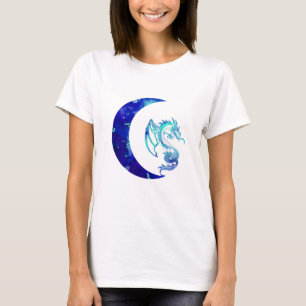 Blue Crescent Moon and Dragon T-Shirt