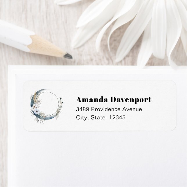 Blue Crescent Moon with White Flowers Address (Insitu)