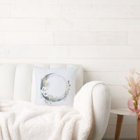 Blue Crescent Moon with White Flowers