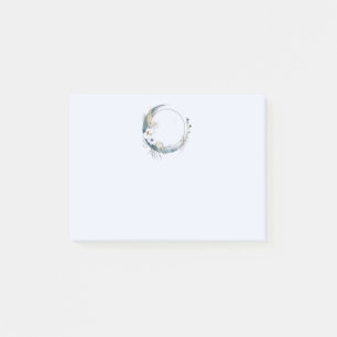 Blue Crescent Moon with White Flowers Post-it Notes