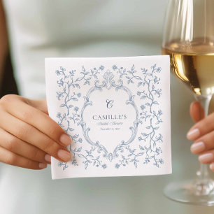 Blue Crest Bridal Shower Cocktail Napkins