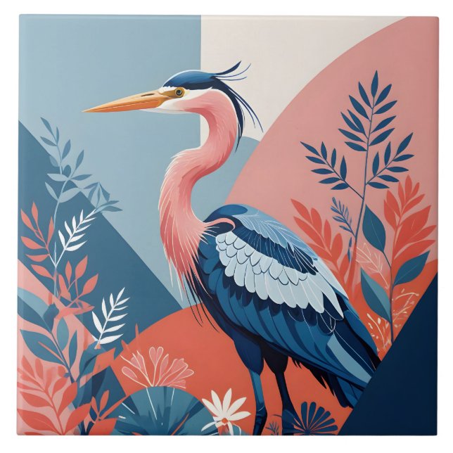 blue crest heron tile (Front)