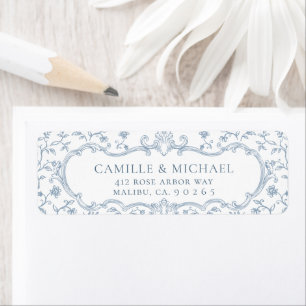 Blue Crest Wedding Return Address Label
