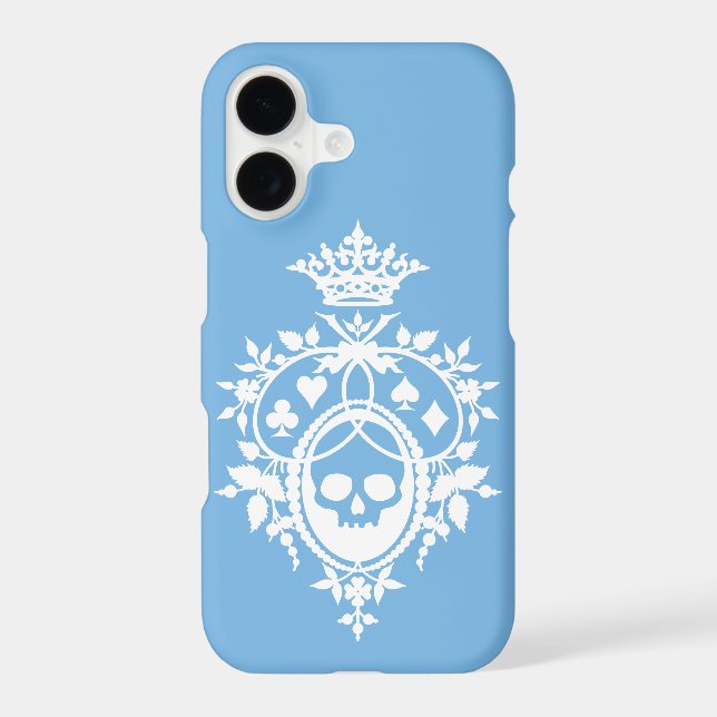 Blue Crest with Skull and Cardsuits iPhone 14 Case (Back)