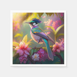 Blue Crested Rainbow Winged Sunbird Fantasy Bird Napkin