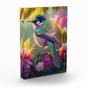 Blue Crested Rainbow Winged Sunbird Fantasy Bird Photo Block