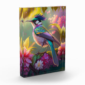 Blue Crested Rainbow Winged Sunbird Fantasy Bird Photo Block