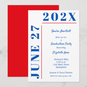 Blue & Crimson Graduation Party Invitation