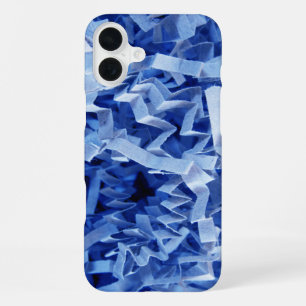 Blue Crinkled Shredded Paper Photograph iPhone 16 Plus Case