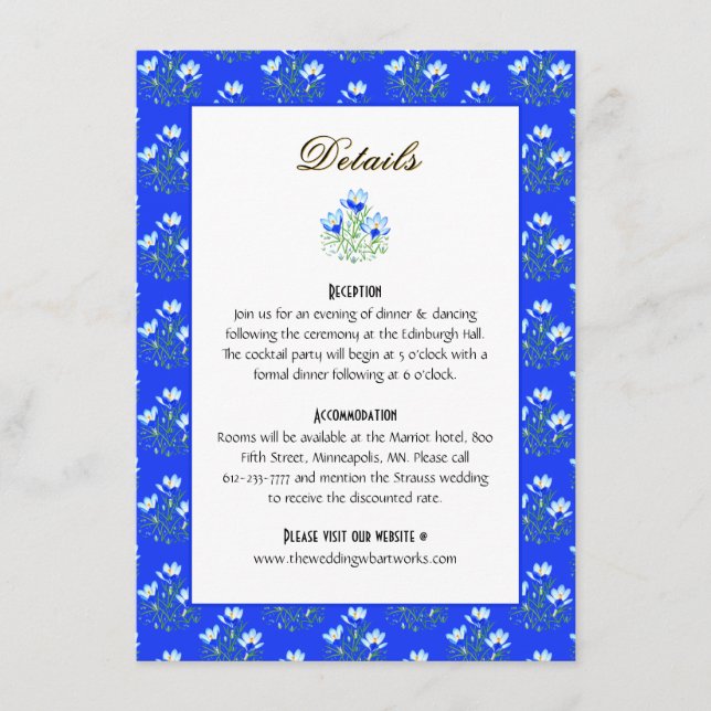 Blue Crocus Enclosure Card (Front)