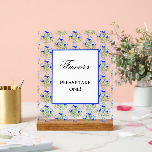 Blue Crocuses Acrylic Sign (Wedding)