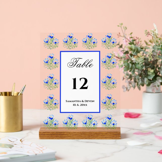 Blue Crocuses Acrylic Sign (Wedding)