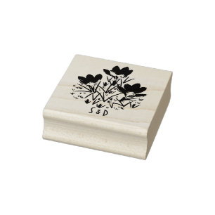 Blue Crocuses Wood Stamp