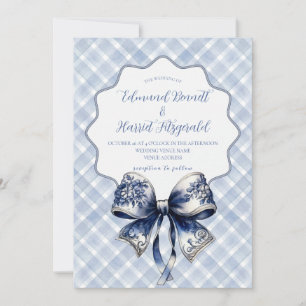 Blue Croquette Inspired Wedding Invitation