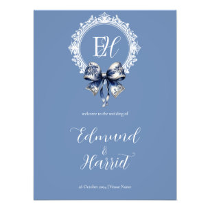 Blue Croquette Inspired Wedding Welcome Sign