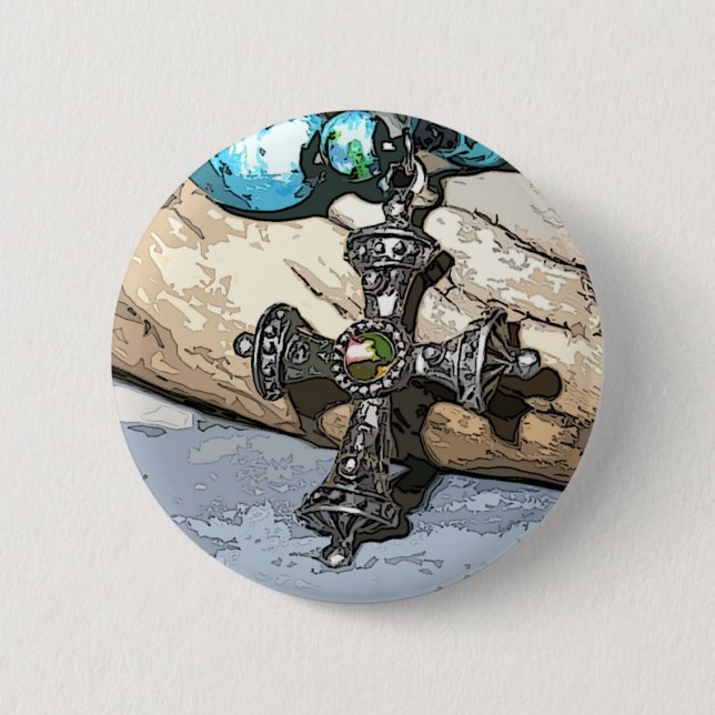 Blue Cross 6 Cm Round Badge (Front)