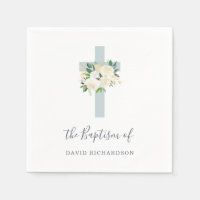 Blue Cross and White Flowers | Boy Baptism