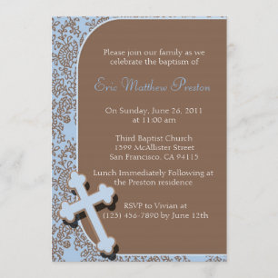 Blue Cross Baptism/Christening Invitation