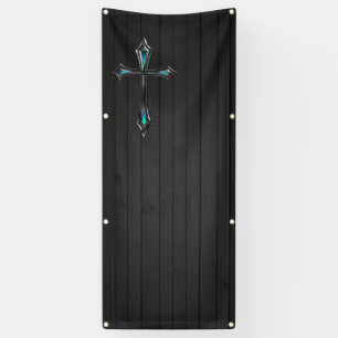 blue cross black plank blank church banner