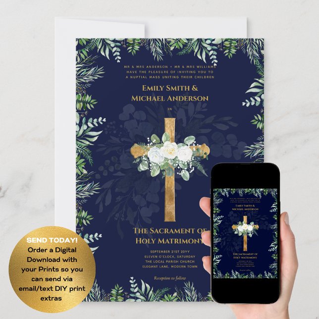 Blue Cross  Catholic Nuptial Mass Wedding Invitation (Creator Uploaded)
