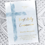 Blue cross First Holy Communion  Invitation<br><div class="desc">First Communion invitation</div>