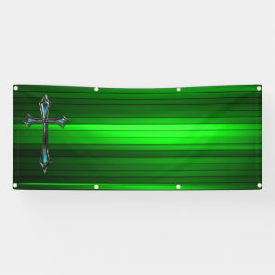 blue cross green plank Long blank church Banner