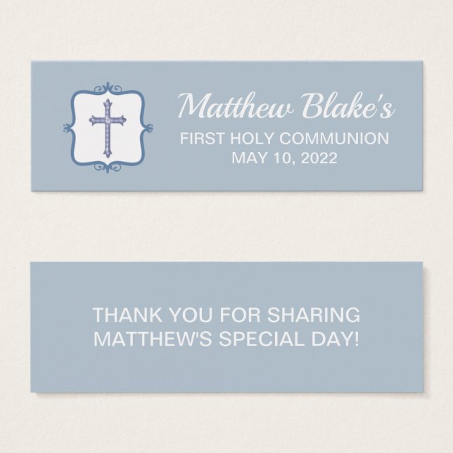 Blue Cross Holy Communion Favour Tag (Front & Back)