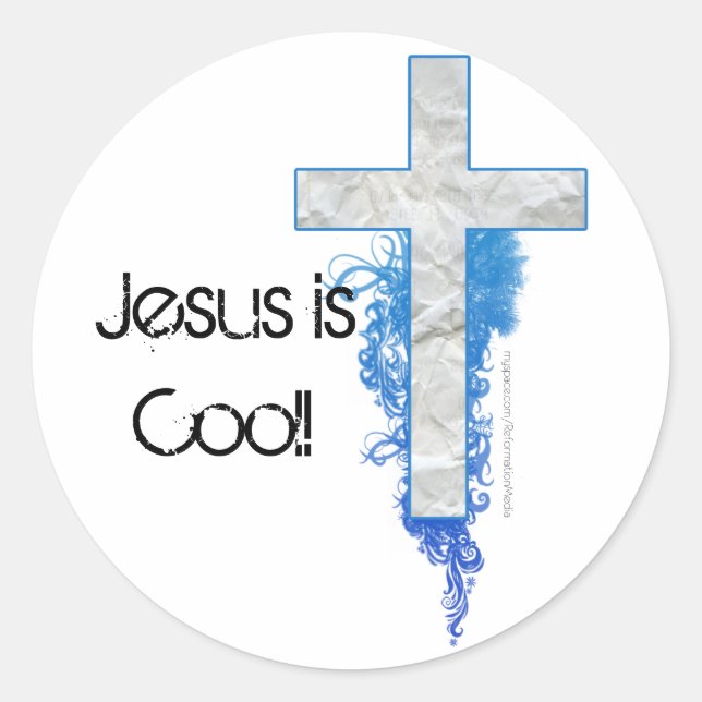 Blue Cross, Jesus is Cool! Classic Round Sticker (Front)
