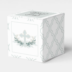 Blue Cross on Quatrefoil Party Favour Box