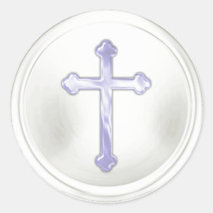 Blue Cross on White Envelope Seal Sticker
