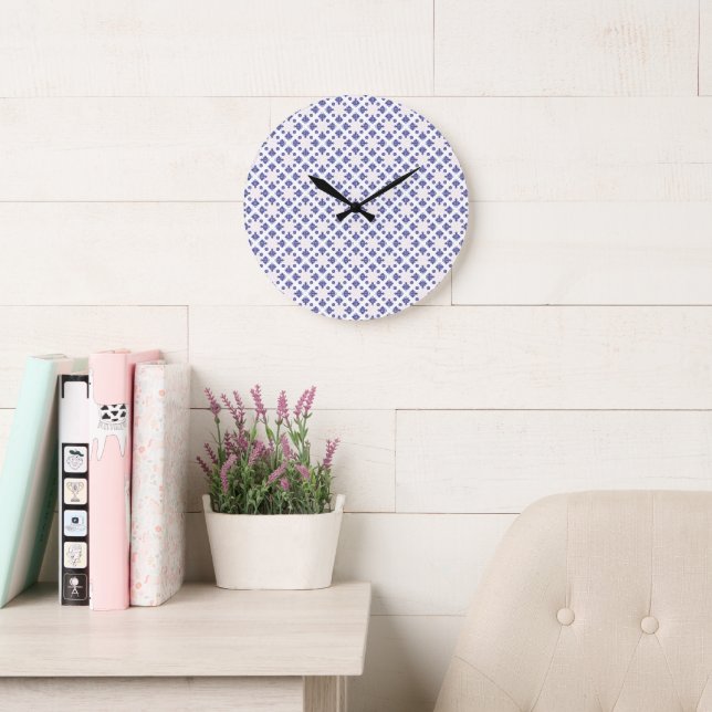 Blue  Cross Pendant Pattern  Large Clock (Reading Room)