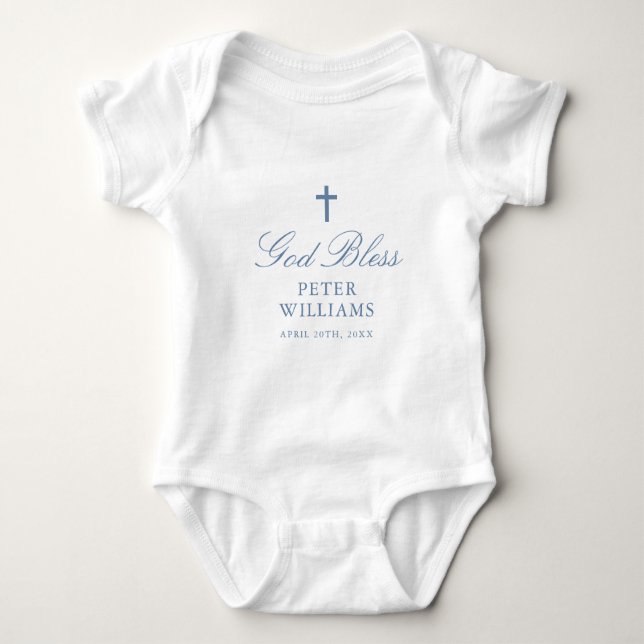 Blue Cross Personalised Baptism Outfit Baby Bodysuit (Front)