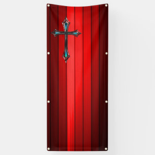 blue cross red plank church banner