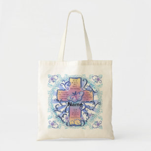 Blue cross Serenity prayer tote bag