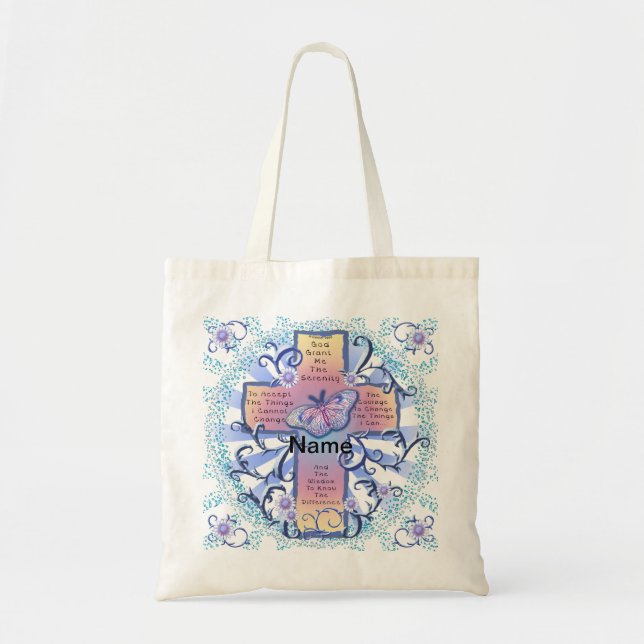 Blue  cross Serenity prayer tote bag (Front)