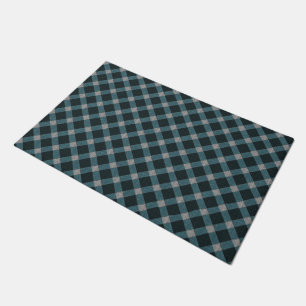 Blue cross tartan plaid with slight grey relief doormat