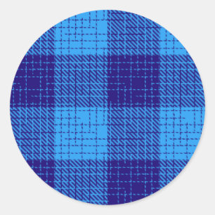Blue Crosshatch Bold Chequered Design Classic Round Sticker