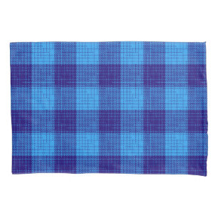 Blue Crosshatch Bold Chequered Design Pillowcase
