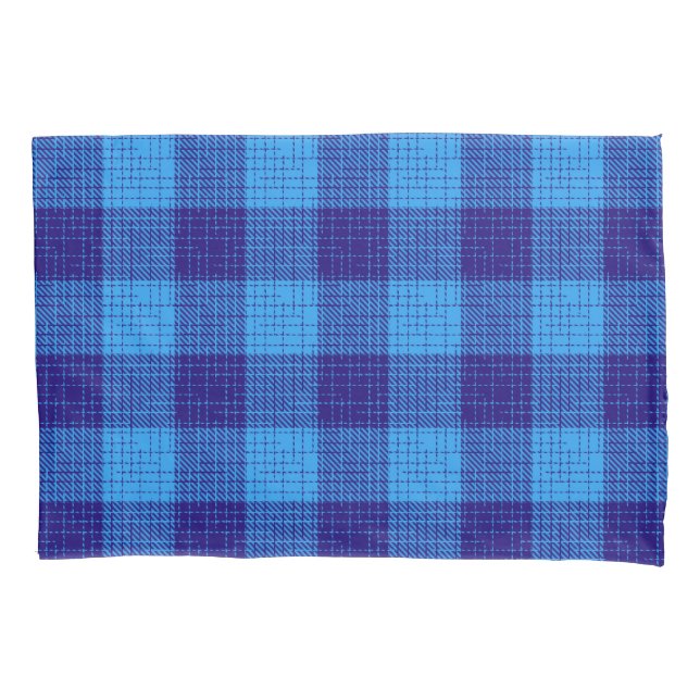 Blue Crosshatch Bold Chequered Design  Pillowcase (Front)