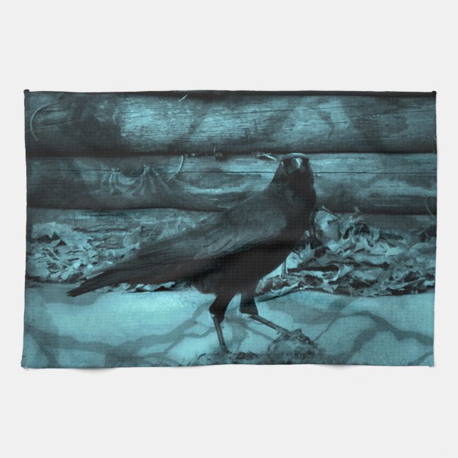Blue Crow Shadows Tea Towel (Horizontal)