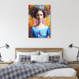 Blue crown casual princess canvas print