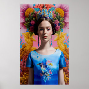 Blue crown casual princess poster