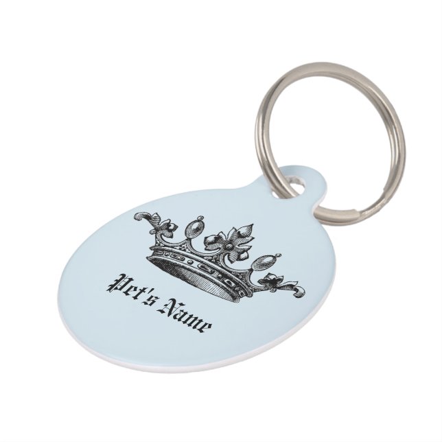 Blue Crown Pet Name ID Tag (Side)