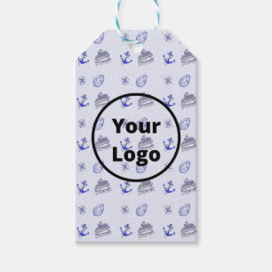 Blue cruise ship business pattern gift tags