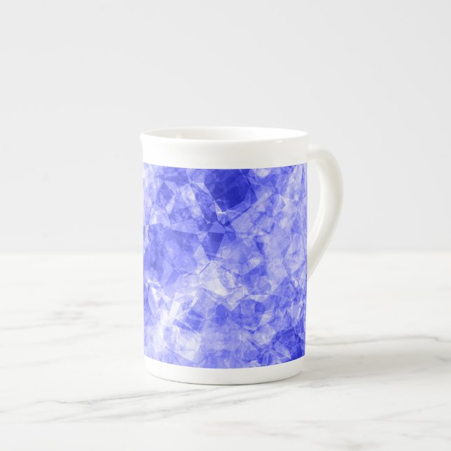 Blue Crumpled Texture Bone China Mug (Front Right)